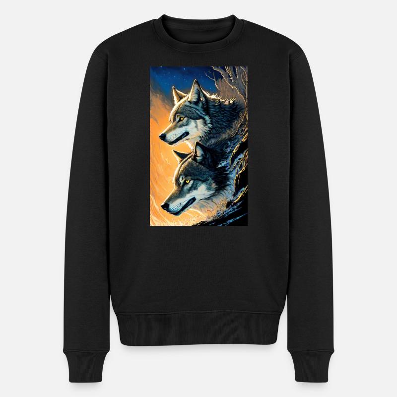 Wolf | Raubtier | Hund | Mystisch - Männer Premium Bio Pullover - Schwarz