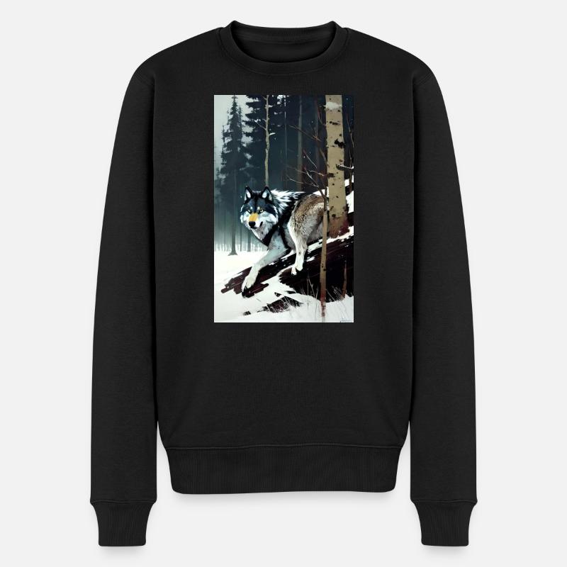Loup | Prédateur | Chien | Mystique - Pull Premium bio Homme - noir