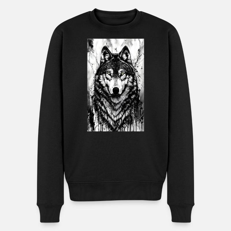 Loup | Prédateur | Chien | Mystique - Pull Premium bio Homme - noir
