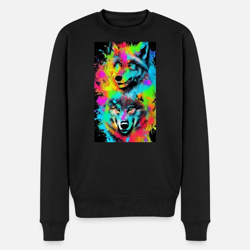 Loup | Prédateur | Chien | Mystique - Pull Premium bio Homme - noir