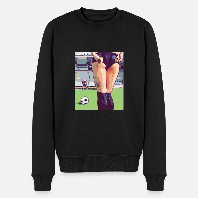 Fussball Frau - Männer Premium Bio Pullover - Schwarz