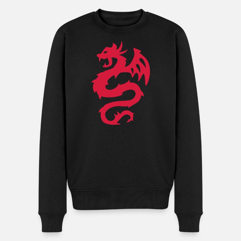 Feuerdrache Silhouette Print - Männer Premium Bio Pullover - Schwarz