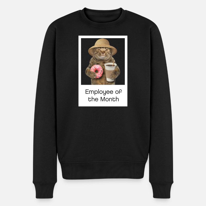 Katze Design -Katzenshirt - Employee of the month - Männer Premium Bio Pullover - Schwarz