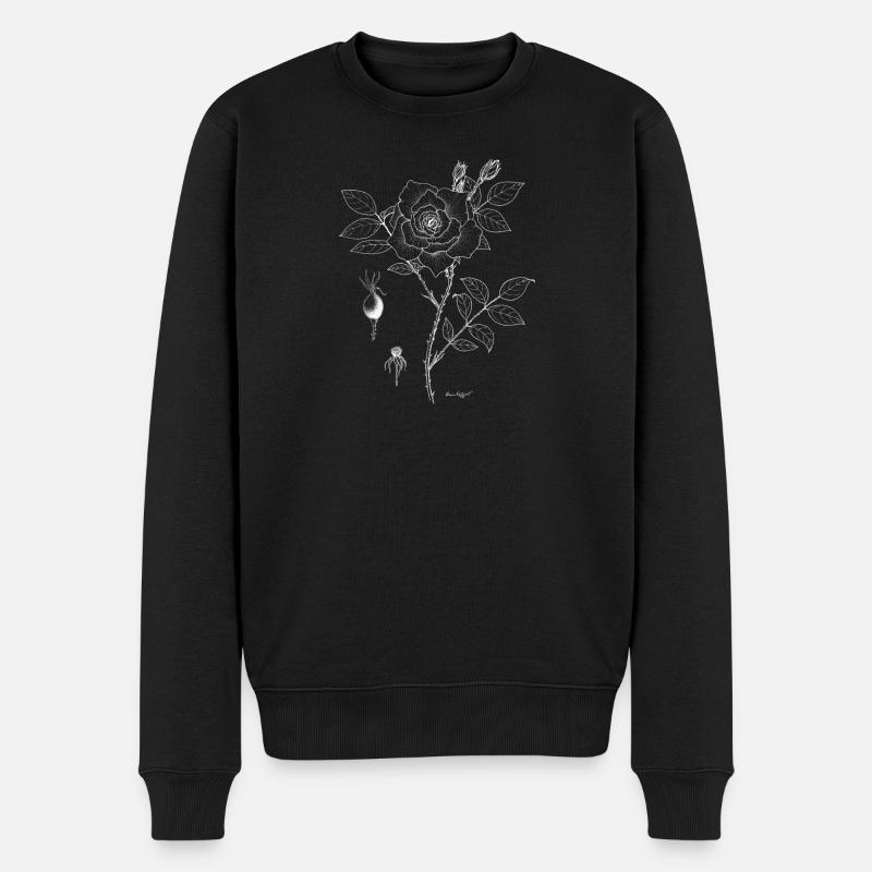 Rose Botanical Plate - Männer Premium Bio Pullover - Schwarz