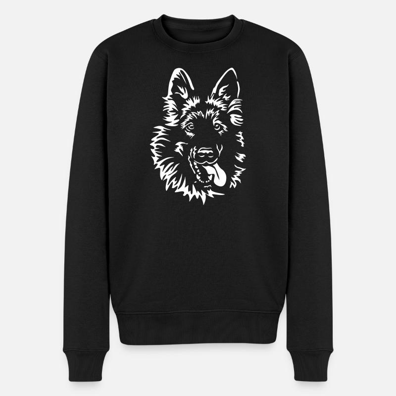 Deutscher Schäferhund Kopf "Black Edition" - Männer Premium Bio Pullover - Schwarz
