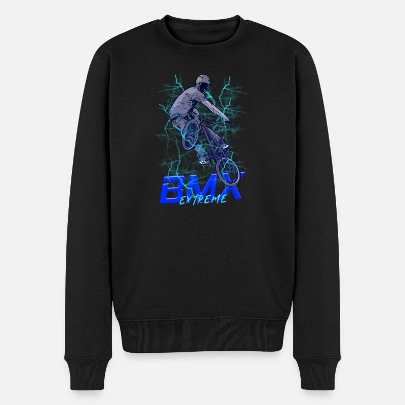 BMX Extreme Neon Stunt - Männer Premium Bio Pullover - Schwarz