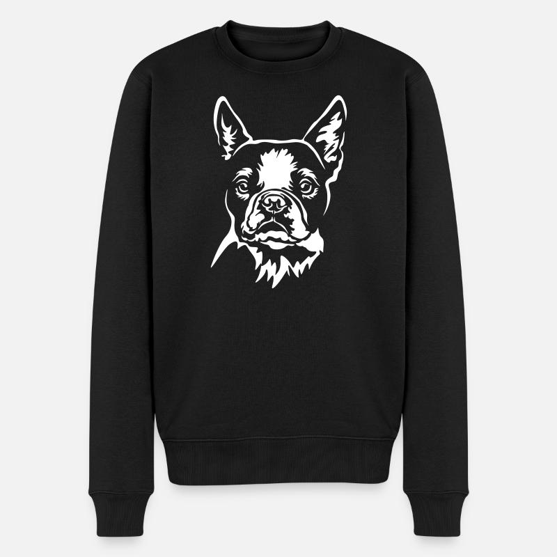 Boston Terrier Kopf "Black Edition" - Männer Premium Bio Pullover - Schwarz