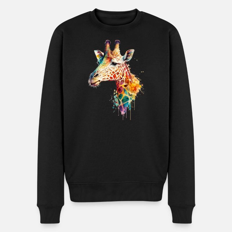 Giraffe - Männer Premium Bio Pullover - Schwarz
