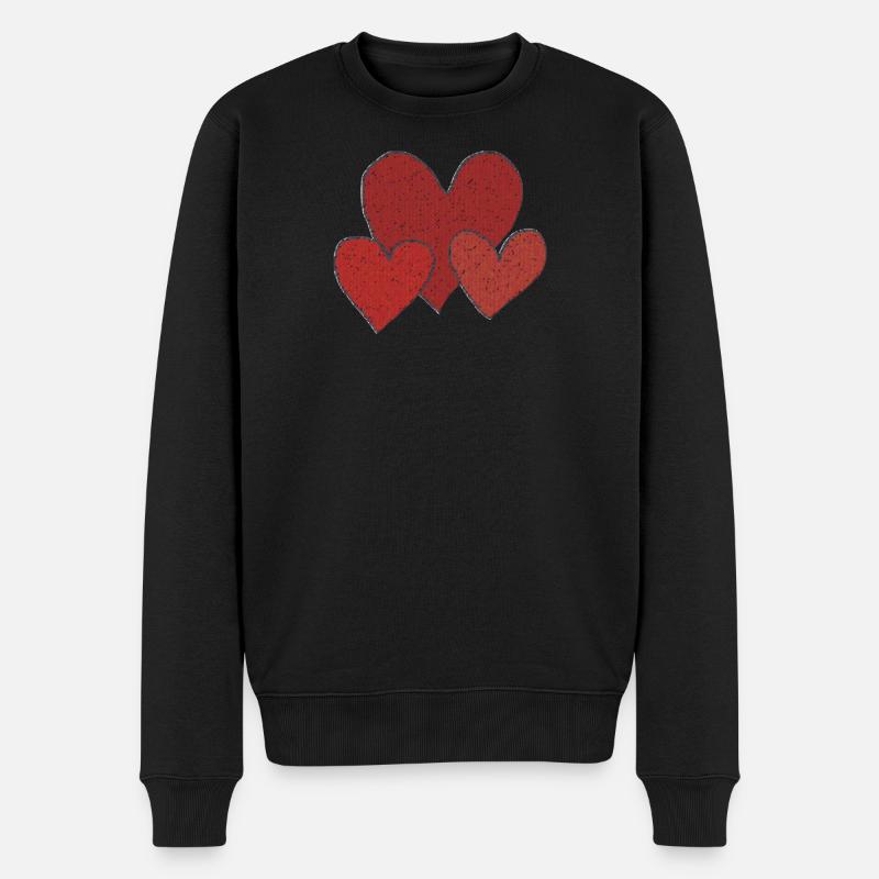 drei herzen - Männer Premium Bio Pullover - Schwarz