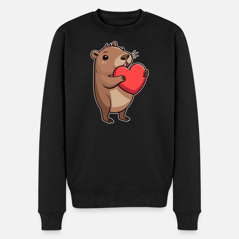 Capybara avec coeur Saint-Valentin - Pull Premium bio Homme - noir