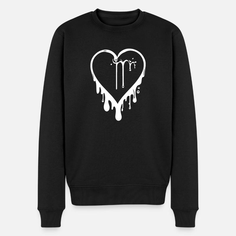 Geschmolzenes Graffiti Herz "Die große Liebe" - Männer Premium Bio Pullover - Schwarz