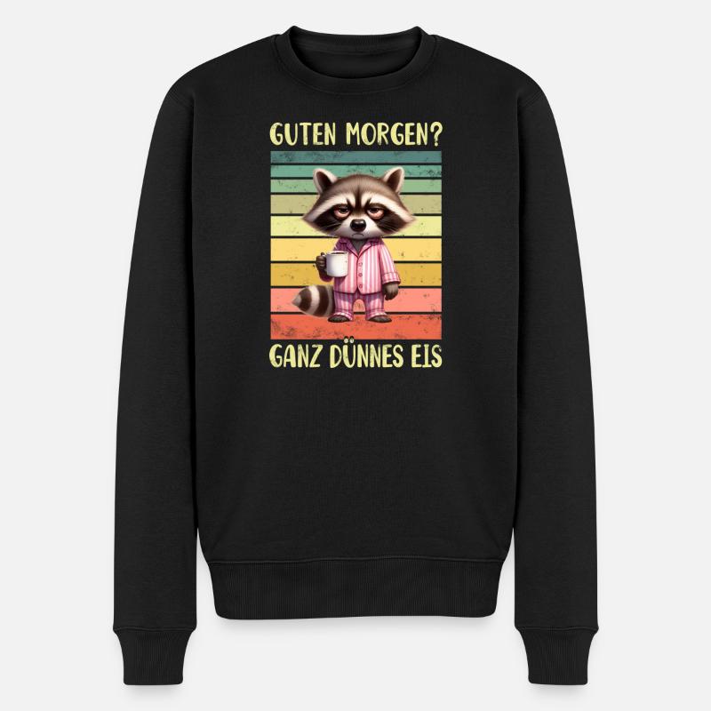 Waschbär Morgenmuffel - Männer Premium Bio Pullover - Schwarz