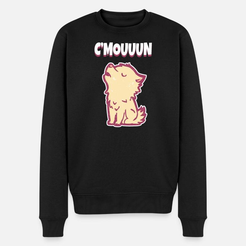 C'MON heulender Wolf Motivation - Männer Premium Bio Pullover - Schwarz