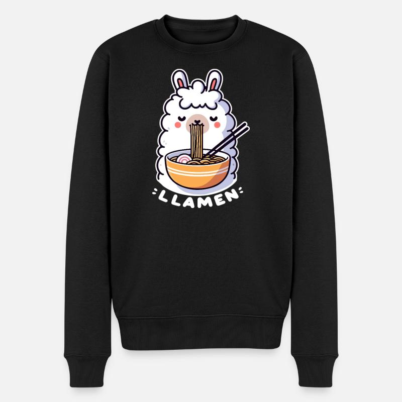 Llamen Ramen Lama - Männer Premium Bio Pullover - Schwarz