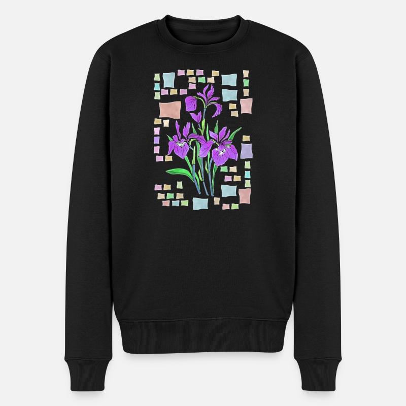 Blumen - Männer Premium Bio Pullover - Schwarz