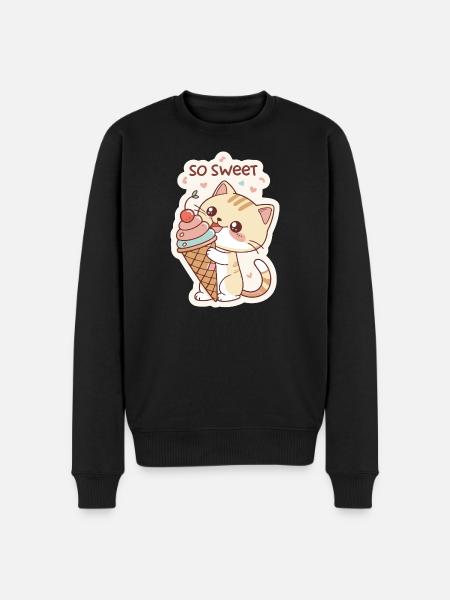 Gourmet cat and pastel cone - Men's Premium Organic Jumper - black