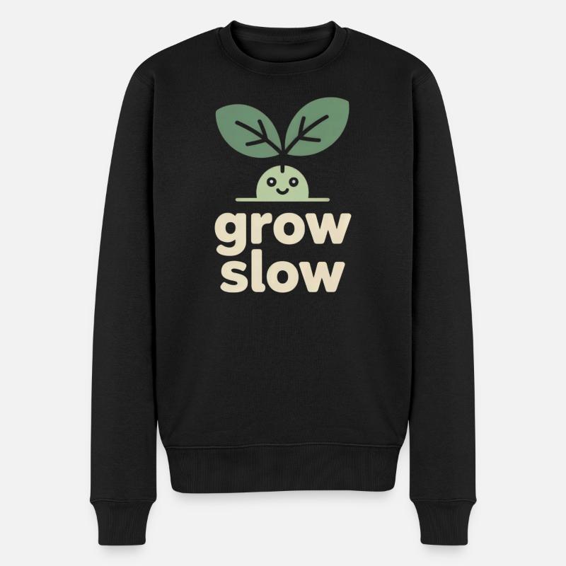 Grow Slow – Pflanzensprössling - Männer Premium Bio Pullover - Schwarz