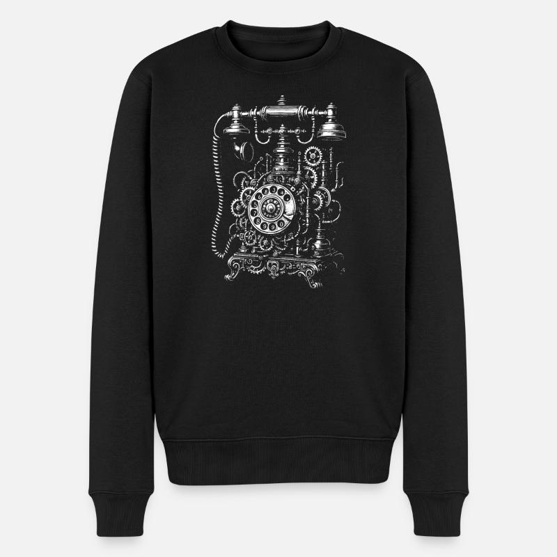 Téléphone à numérotation steampunk - Pull Premium bio Homme - noir
