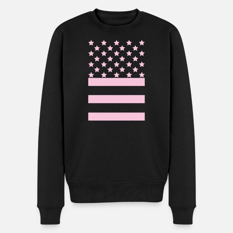 Drapeau Rose – Design Stars & Stripes - Pull Premium bio Homme - noir