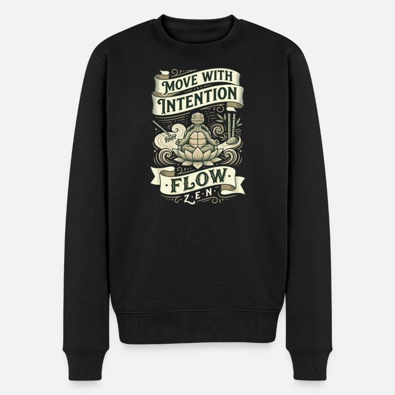 Bewegung mit Absicht: Zen Flow - Männer Premium Bio Pullover - Schwarz