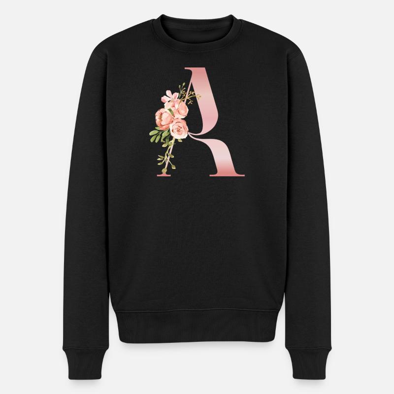 Monogramm Ein Pastellblume - Männer Premium Bio Pullover - Schwarz