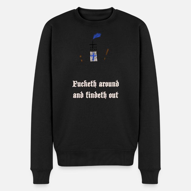 Kreuzritter: Ritter mit Schild und Keule - Männer Premium Bio Pullover - Schwarz