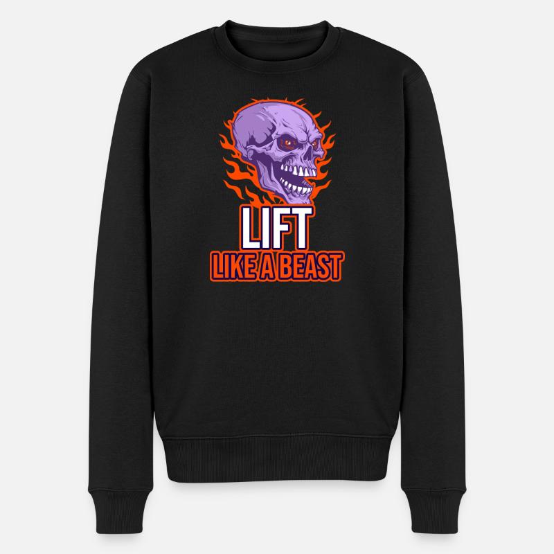 Heben Sie den Schädel wie ein Biest an - Männer Premium Bio Pullover - Schwarz