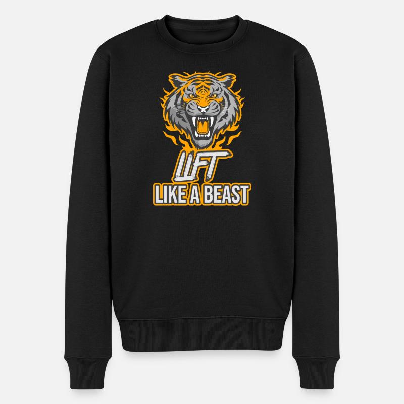 Heben Sie wie ein Biest - Männer Premium Bio Pullover - Schwarz