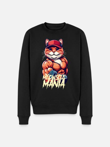 Meowscle Mania - Men's Premium Organic Jumper - black