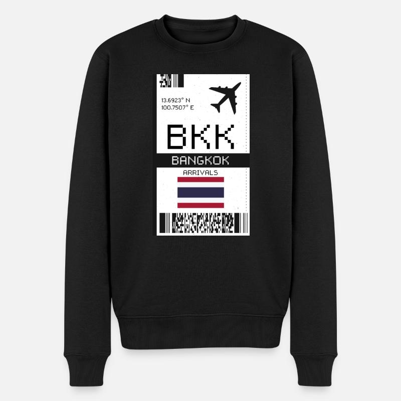 Bangkok, Thailand Bordkarte - BKK Ticket - Männer Premium Bio Pullover - Schwarz