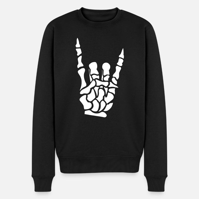 Main de cornes de diable - squelette - os - métal - Pull Premium bio Homme - noir