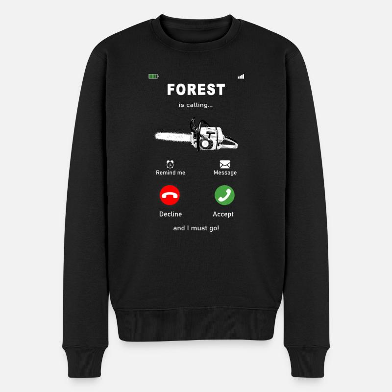 Der Wald ruft - Männer Premium Bio Pullover - Schwarz