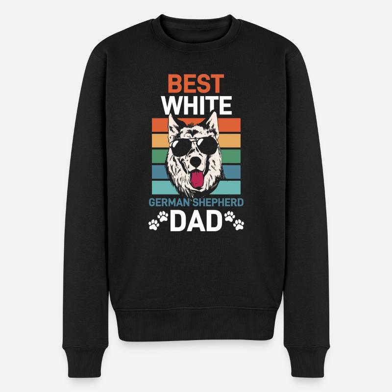 White German Shepherd Papa GSD - Men's Premium Organic Jumper - black
