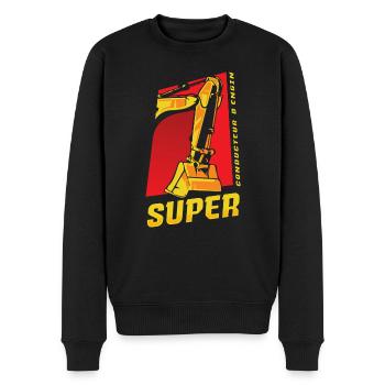 pelleteuse conducteur engin excavateur tractopelle - Pull Premium bio Homme - noir - Devant - Nico (187cm)