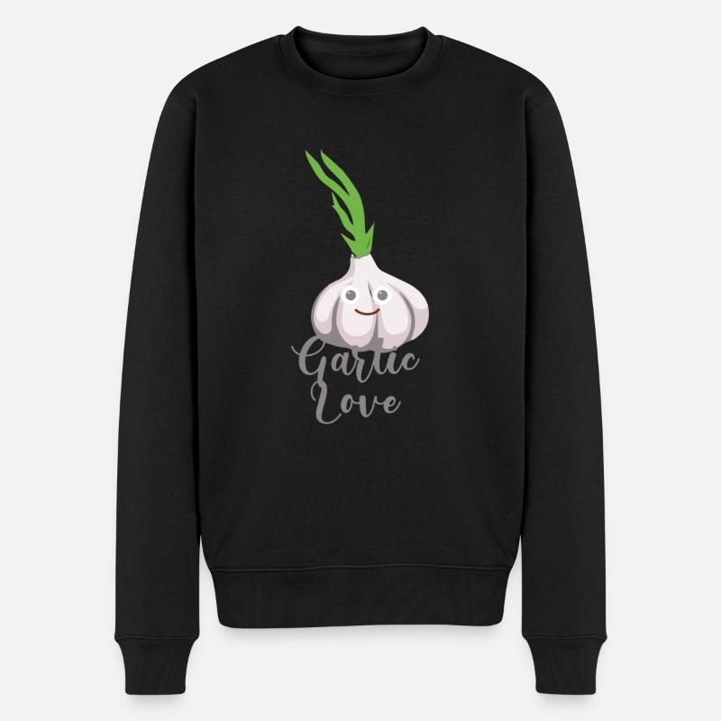 garlic love,knoblauch,liebe,gemüse,comic - Männer Premium Bio Pullover - Schwarz
