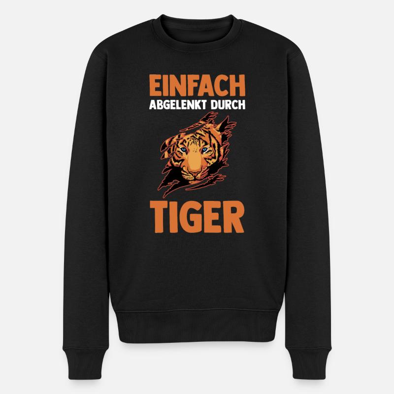Tiger Motiv - Männer Premium Bio Pullover - Schwarz