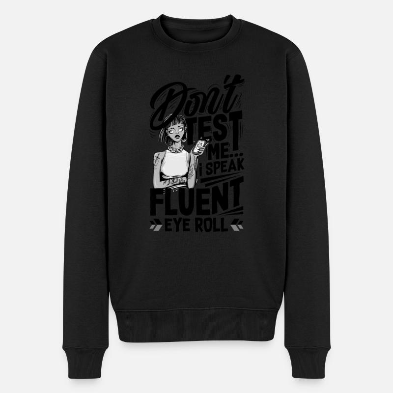 Fluent Eye Roll Expressive - Männer Premium Bio Pullover - Schwarz