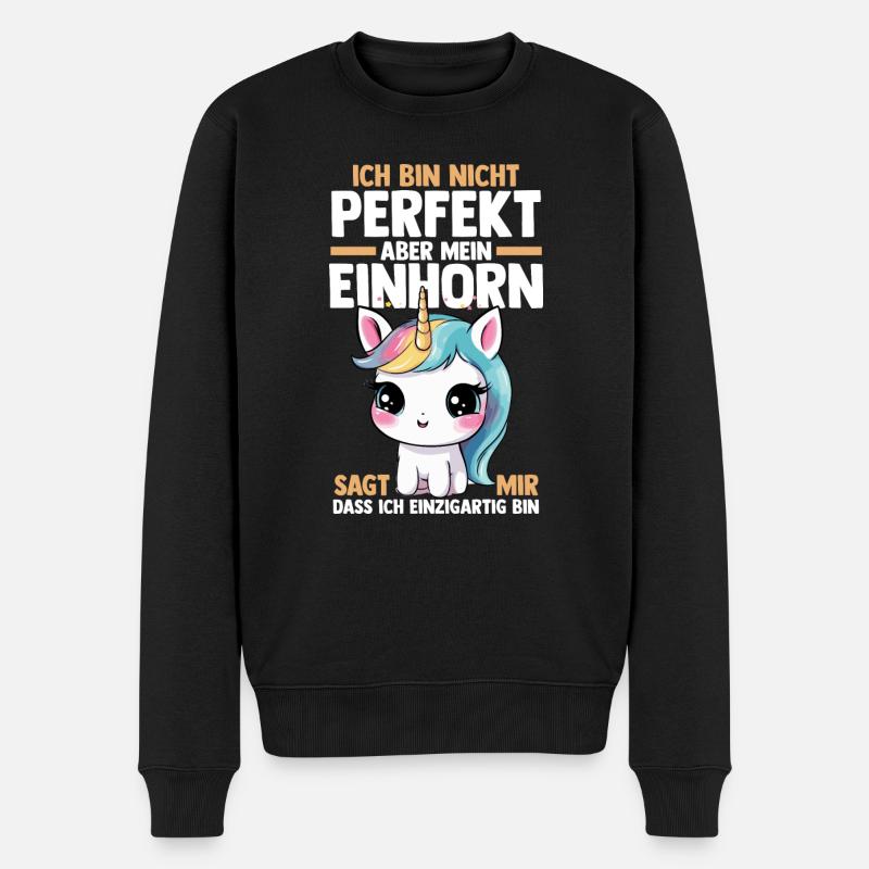 Einhorn - Männer Premium Bio Pullover - Schwarz