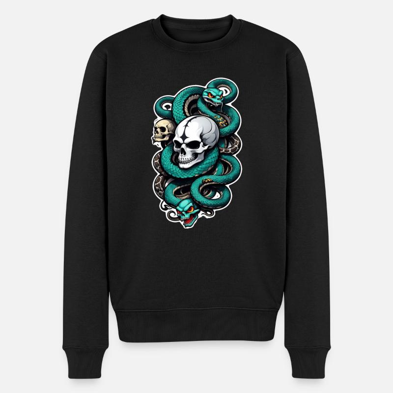 serpent squelette et tatouage - Pull Premium bio Homme - noir