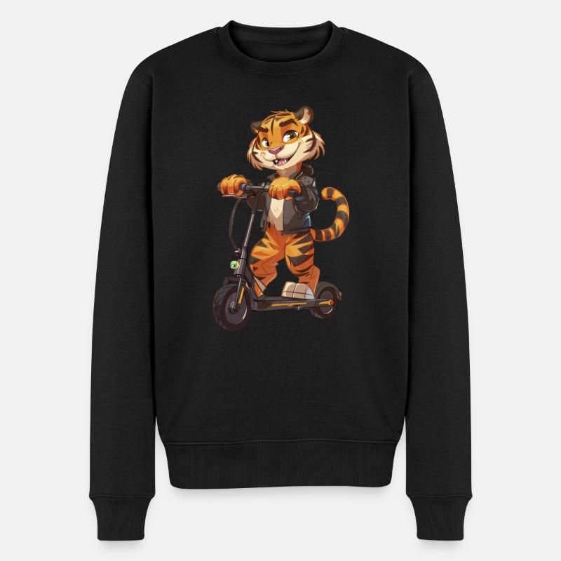 Tiger Roller - Männer Premium Bio Pullover - Schwarz