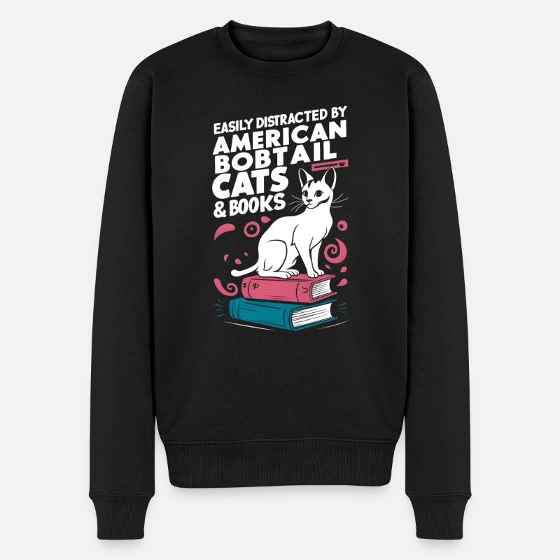 Katze American Bobtail Geschenk - Männer Premium Bio Pullover - Schwarz