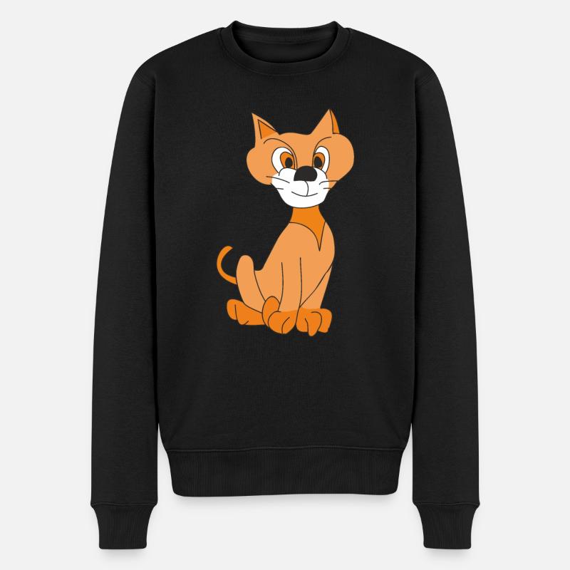 Lustige Ingwer-Katze - Männer Premium Bio Pullover - Schwarz