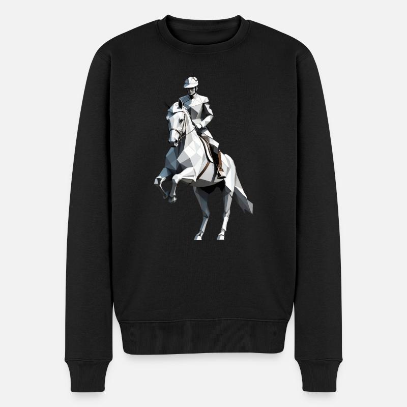 Low Poly Reiter - Ballett Design - Männer Premium Bio Pullover - Schwarz