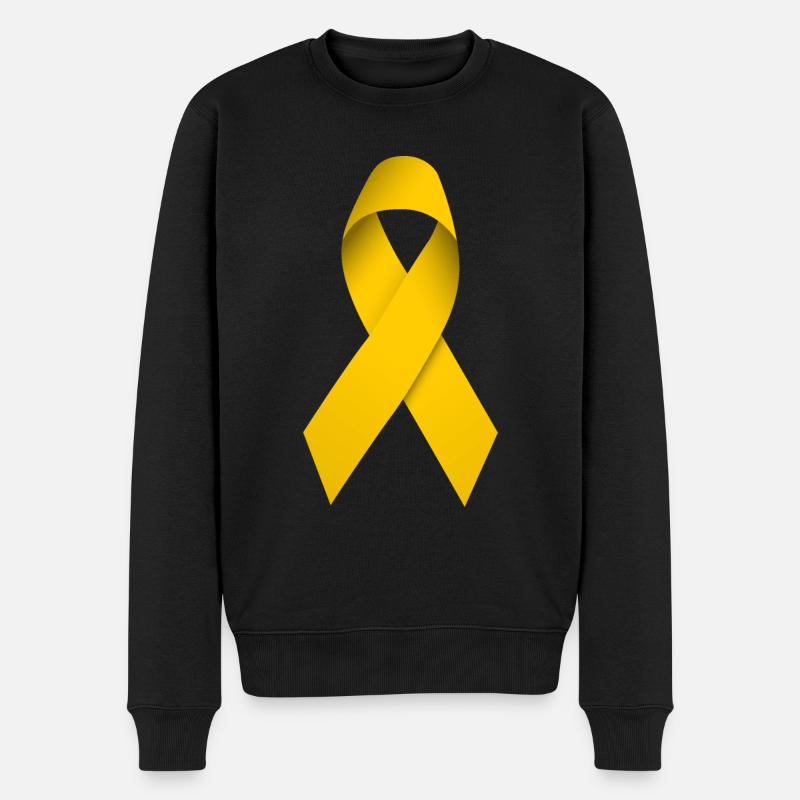 gelbe Schleife - Männer Premium Bio Pullover - Schwarz