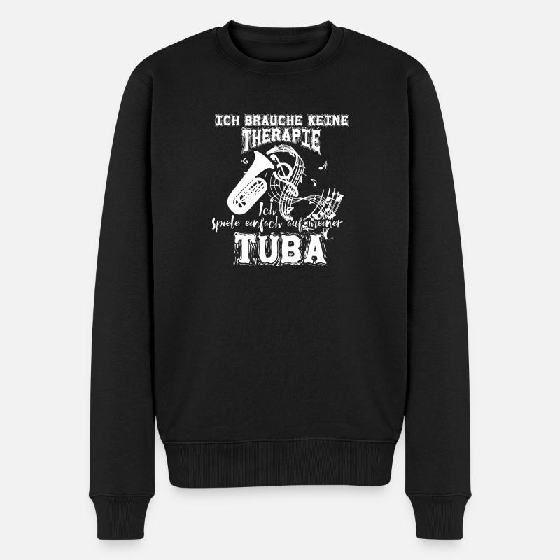 Ich brauche nur meine Tuba - Männer Premium Bio Pullover - Schwarz