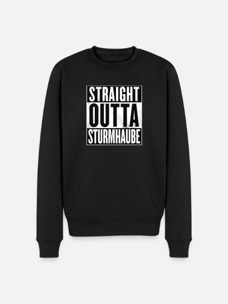 Straight Outta Sturmhaube - Männer Premium Bio Pullover - Schwarz