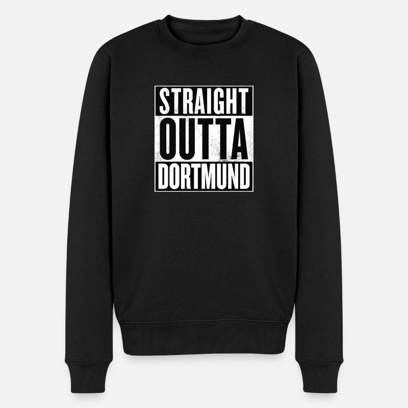 Straight Outta Dortmund - Männer Premium Bio Pullover - Schwarz
