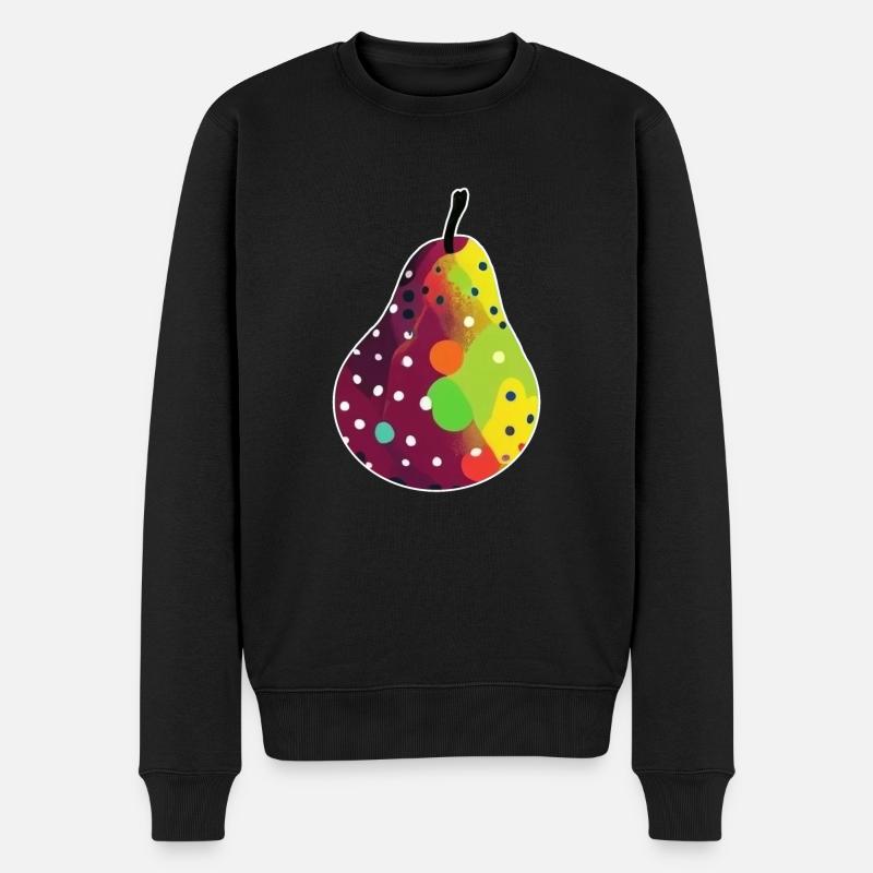 BIRNE POP ART - Männer Premium Bio Pullover - Schwarz