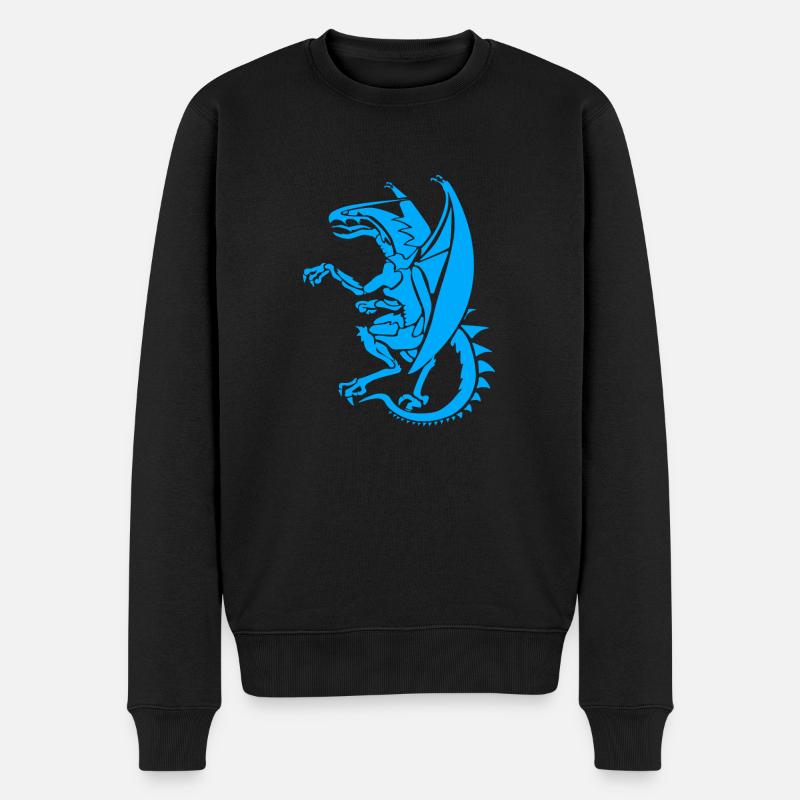 blauer Drache T Shirt Drachen blau Fabelwesen - Männer Premium Bio Pullover - Schwarz