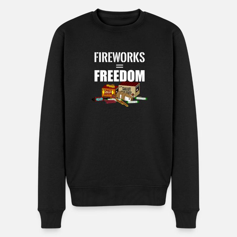 Freedom Fireworks - Männer Premium Bio Pullover - Schwarz